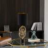 Quickway Imports 26 Decorative Metal Table Lamp with Gold Circular Stand and Black Cotton Lampshade QI004584